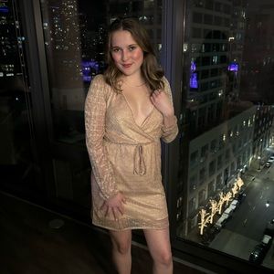 Pink/Gold Sparkly long sleeve dress